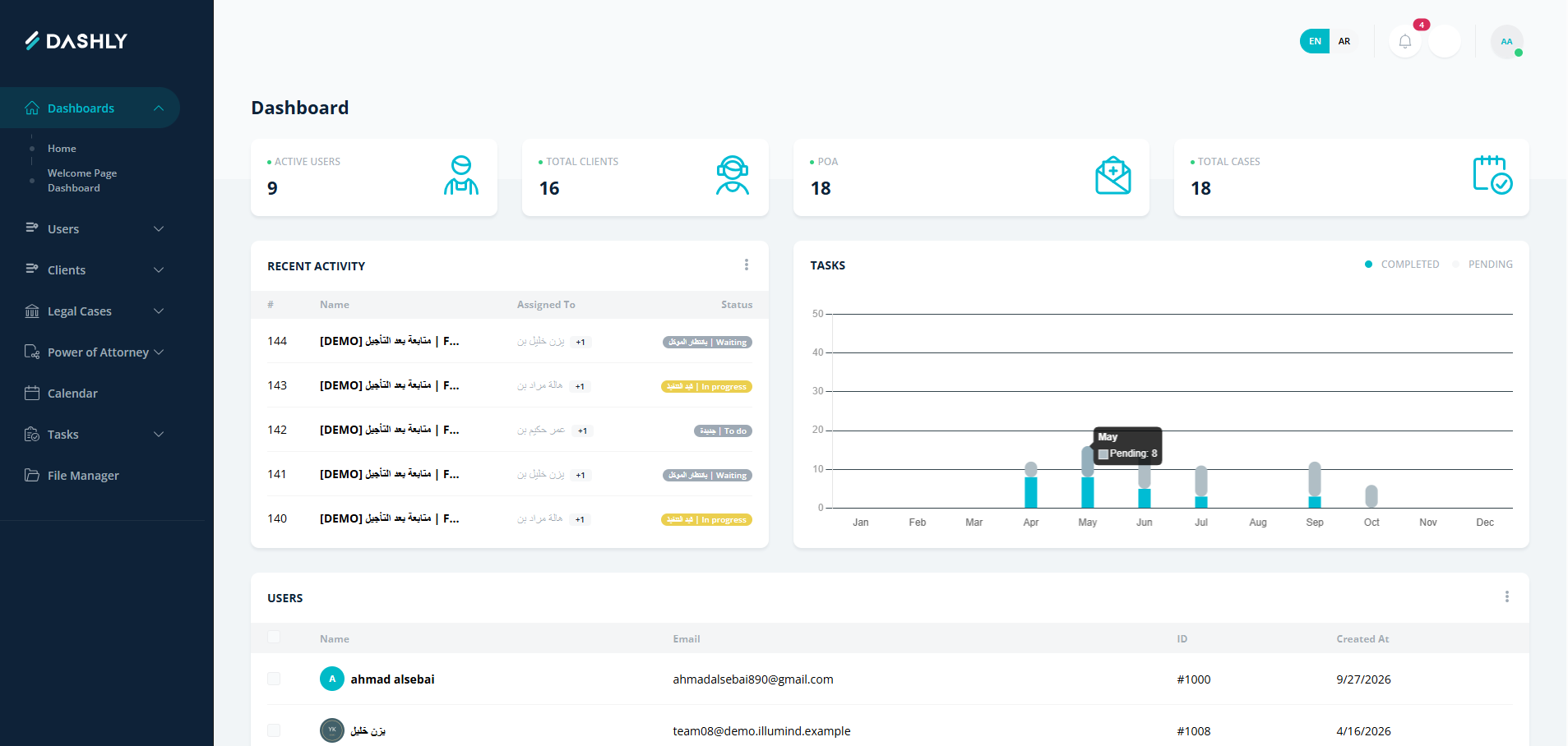 Interface preview: Law Firm Management